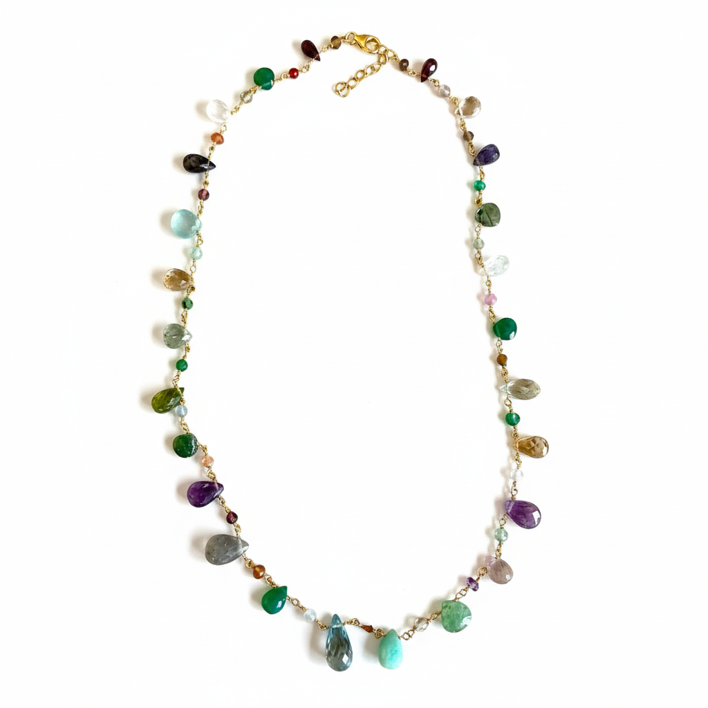 Gemstone Necklace - Handcrafted Bohemian Gold Plated Jewelry