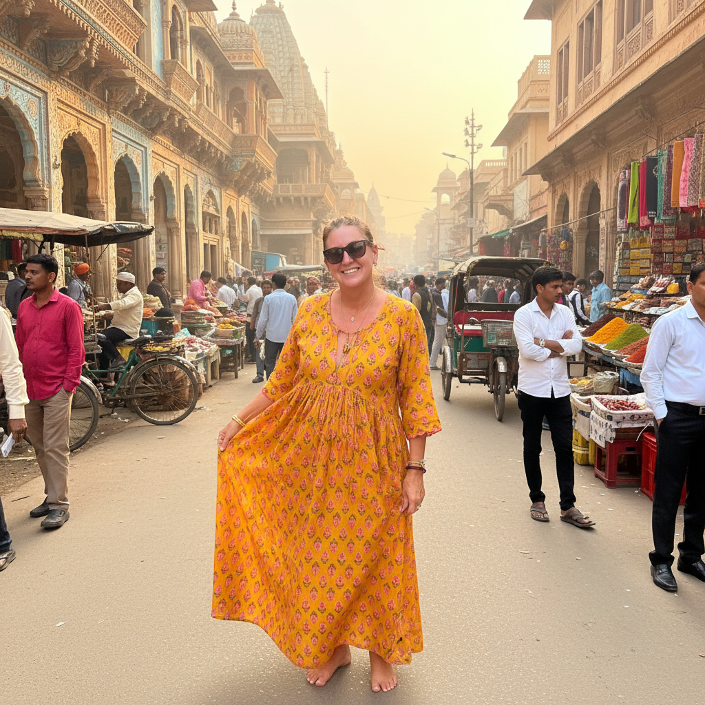 Keya Dress Vibrant Street Scene