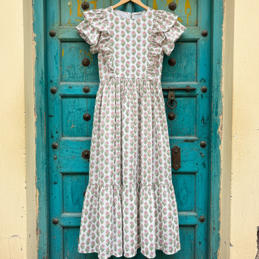 Lotus Dress on Indian Wooden Door