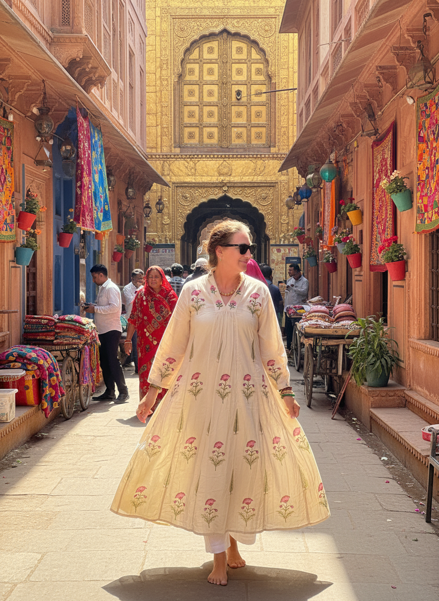 Taj Dress Bright Version in Indian Streets